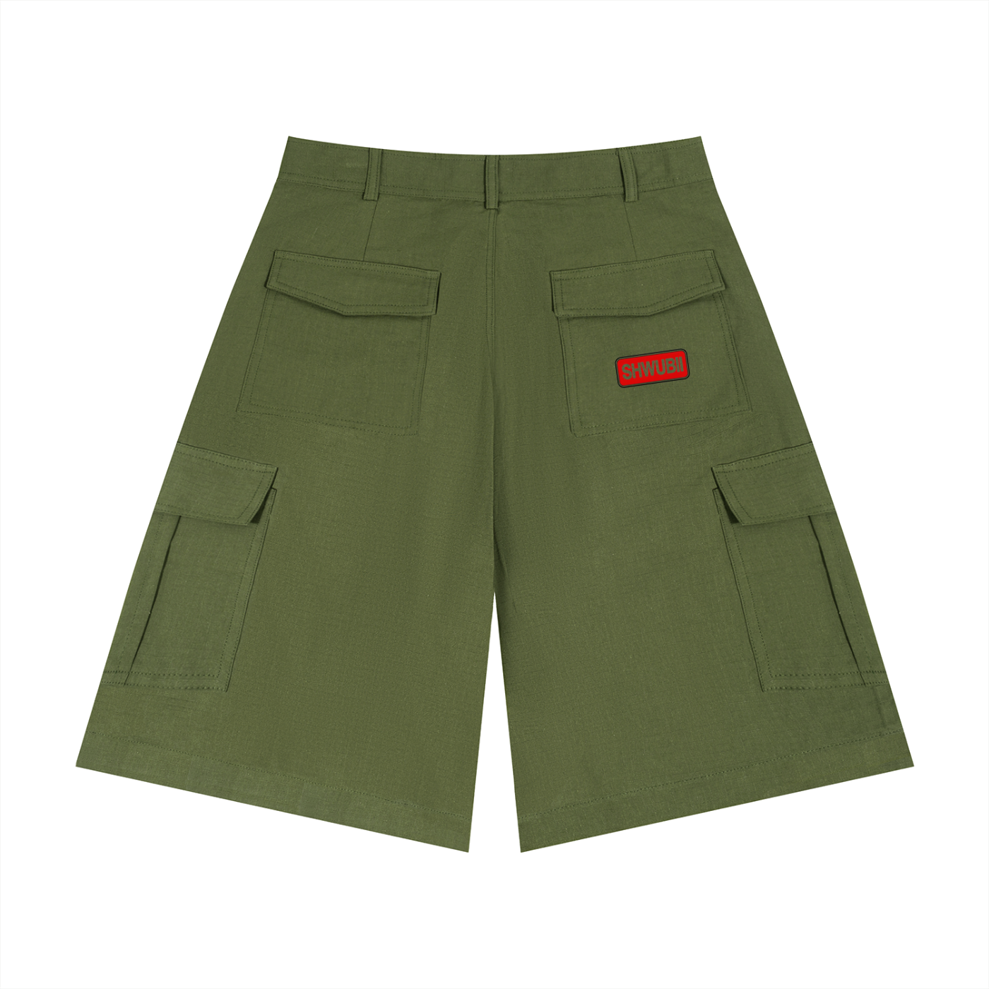 Shorts cargo imprimé Shwubii et red rectangle - crème/kaki/brown
