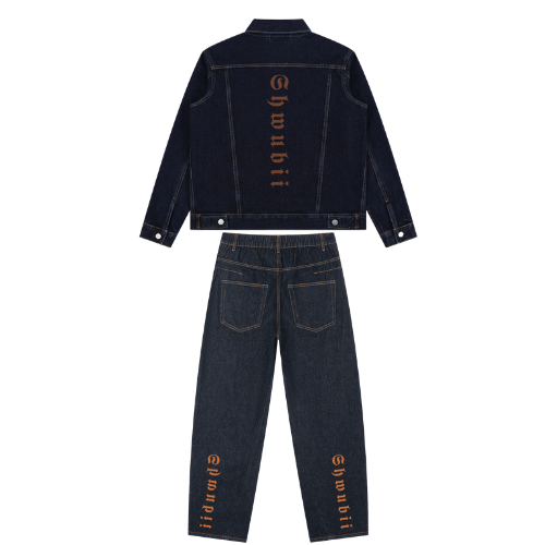Ensembles en jeans denim imprimé Shwubii - bleu navy