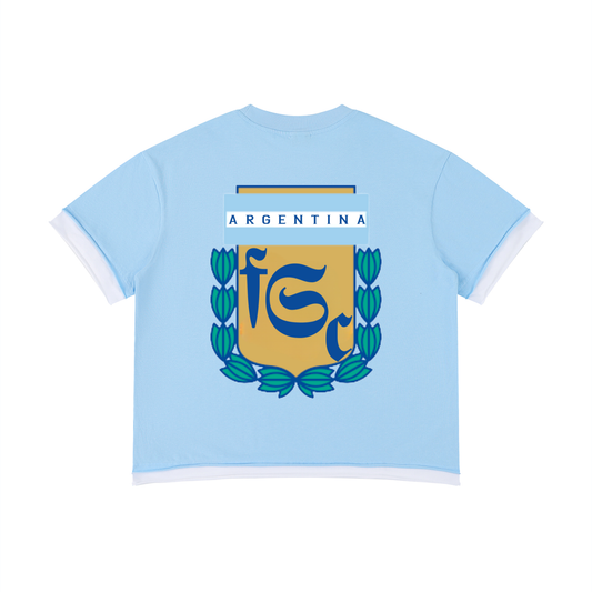 T-shirt Boxy Argentine Shwubii - bleu
