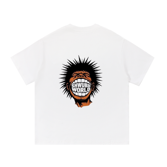 T-shirt oversized imprimé Shwubii world head - blanc