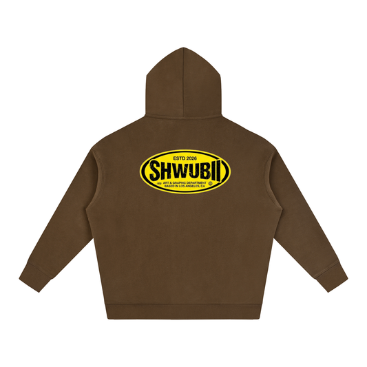 Hoodie oversized imprimé Shwubii dept yellow - noir/marron