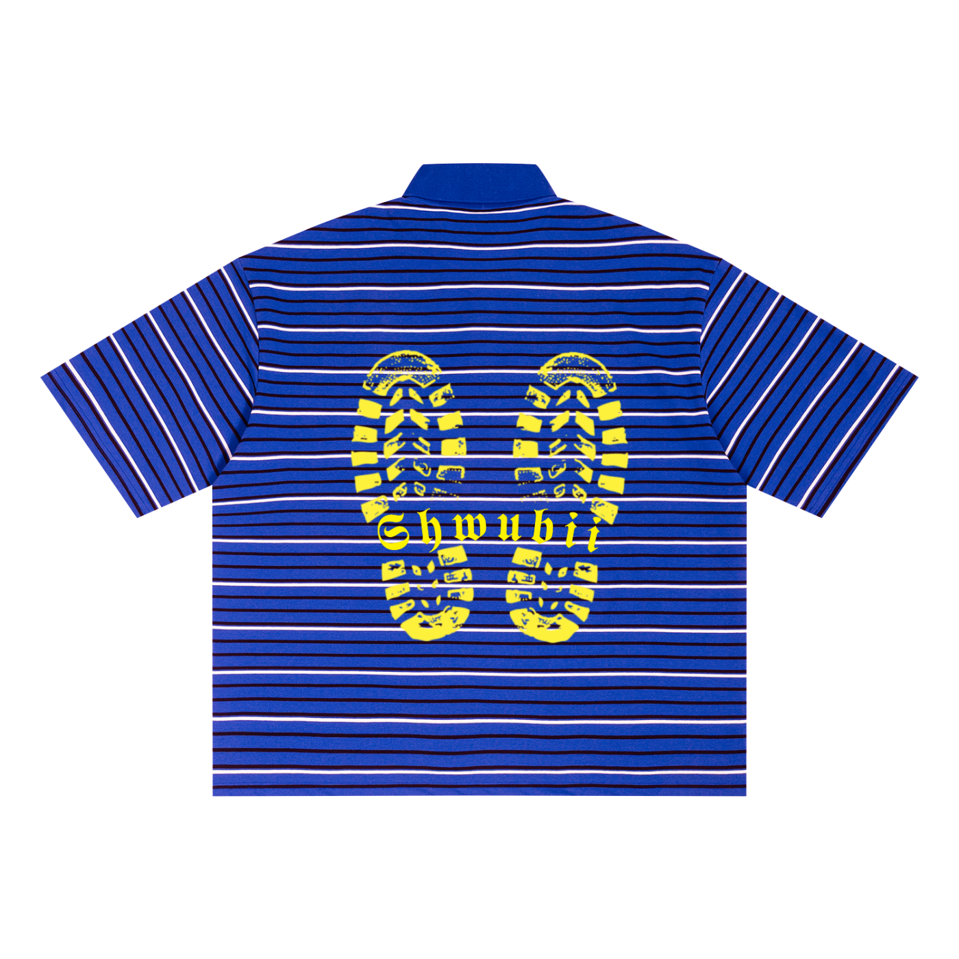 T-shirt polo rayé imprimé Shwubii jaune - rouge/bleu