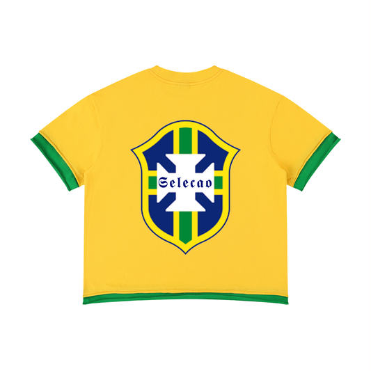 T-shirt boxy brésil Shwubii - jaune
