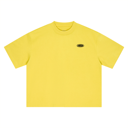 T-shirt boxy oversized imprimé Shwubii et S logo - jaune
