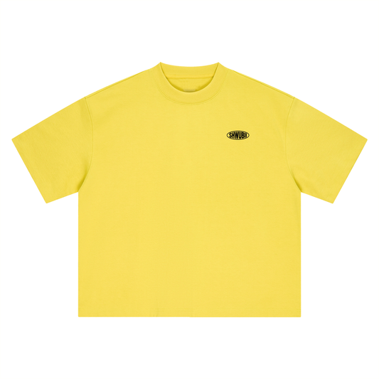 T-shirt boxy oversized imprimé Shwubii et S logo - jaune