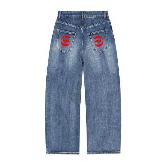 jeans denim imprimé S logo rouge