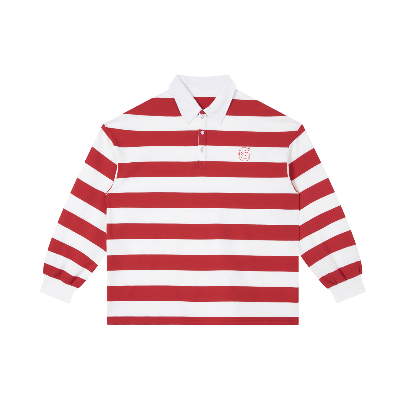 Polo à rayure imprimé S et Shwubii - rouge/blanc