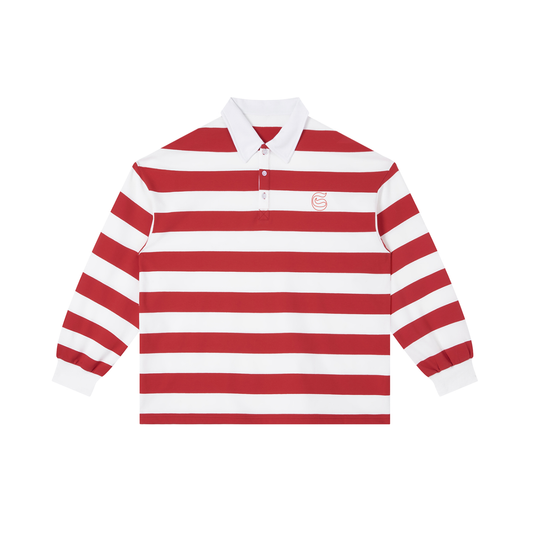 Polo à rayure imprimé S et Shwubii - rouge/blanc