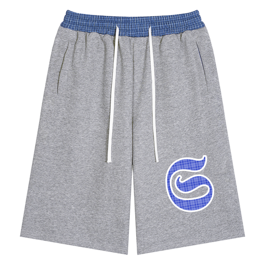 Short imprimé S logo stripes - gris