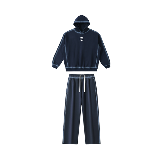 Ensembles hoodie et jogging oversized Sunfaded - bleu/blanc