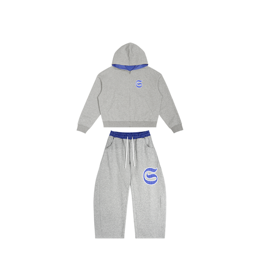 Ensemble Hoodie et jogging S logo stripes - gris