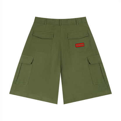 Shorts cargo imprimé Shwubii et red rectangle - crème/kaki/brown