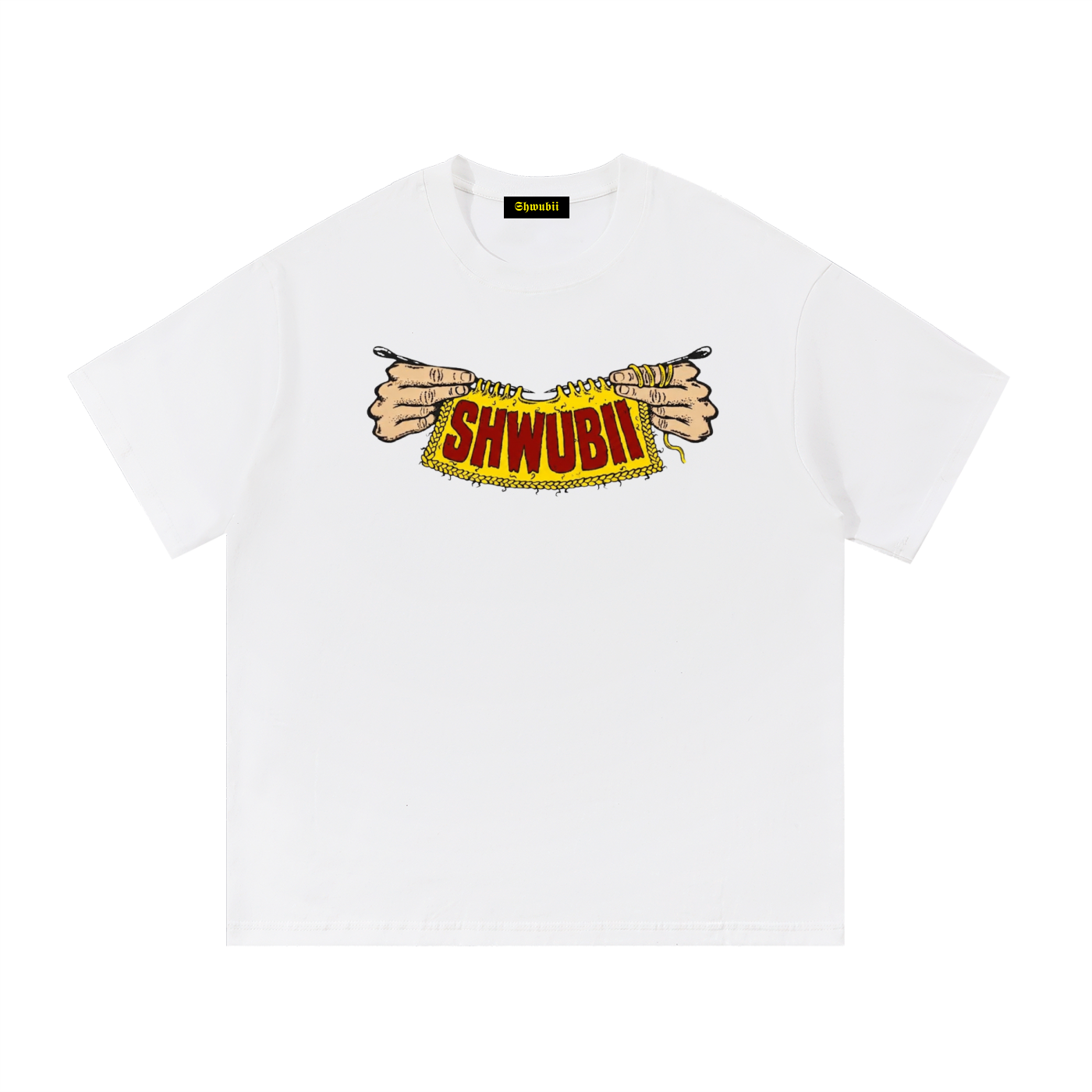 T-Shirt imprimé Shwubii handmade - blanc