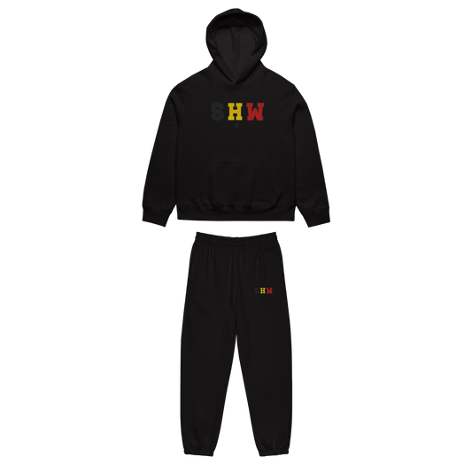 Ensemble jogging & hoodie brodé SHW flag Belgique - noir