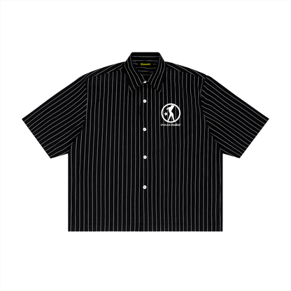 Chemise boxy oversized stripes imprime Shwubii studios - noir/blanc