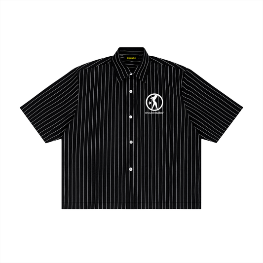 Chemise boxy oversized stripes imprime Shwubii studios - noir/blanc