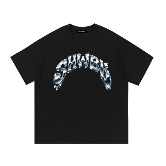 T-Shirt imprimé Shwubii shiny silver - noir