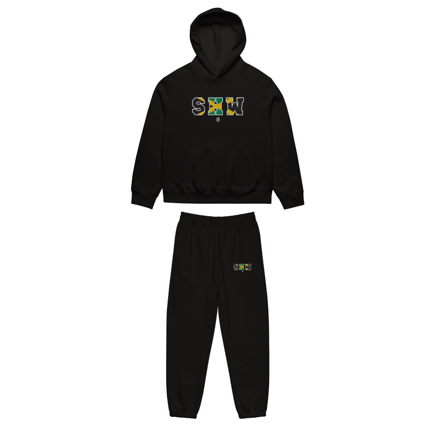 Ensemble jogging & hoodie brodé SHW flag Jamaïque - noir