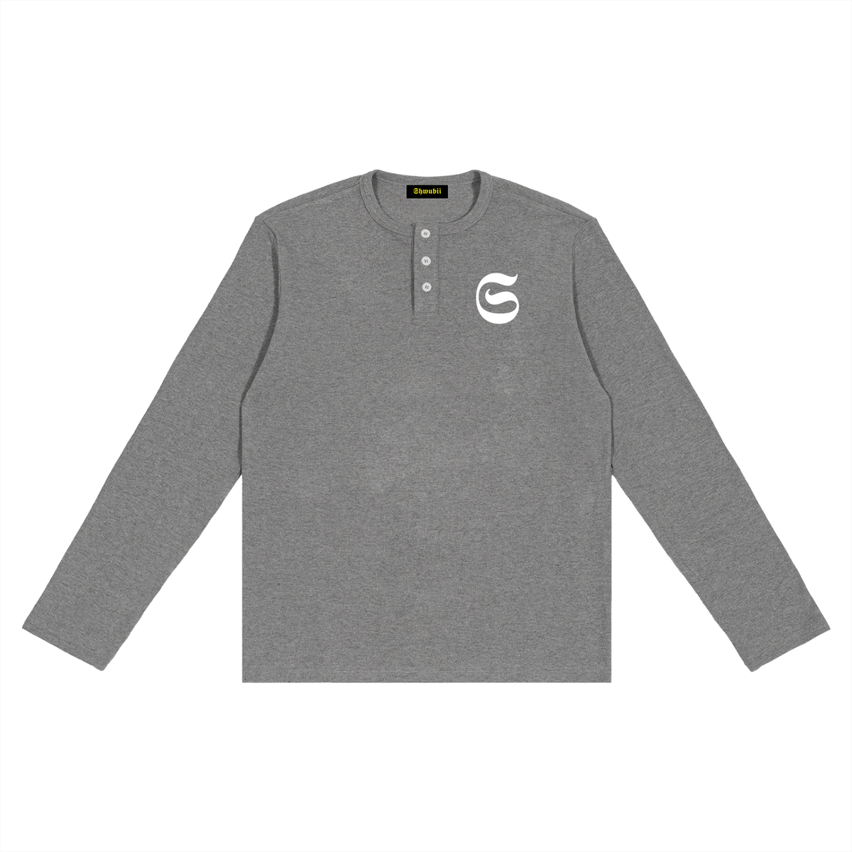 T-shirt manches longues Henley imprimé S logo - beige/gris