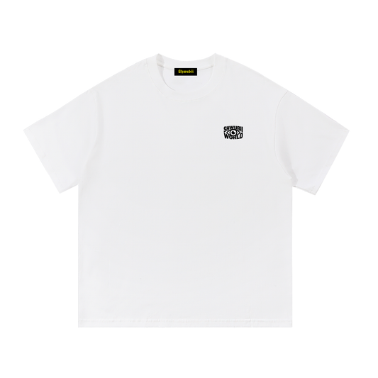 T-shirt oversized imprimé Shwubii world head - blanc