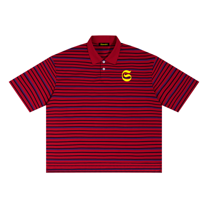 T-shirt polo rayé imprimé Shwubii jaune - rouge/bleu