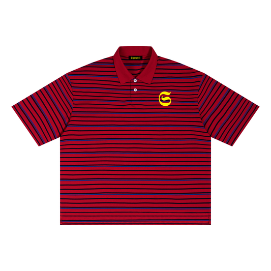T-shirt polo rayé imprimé Shwubii jaune - rouge/bleu
