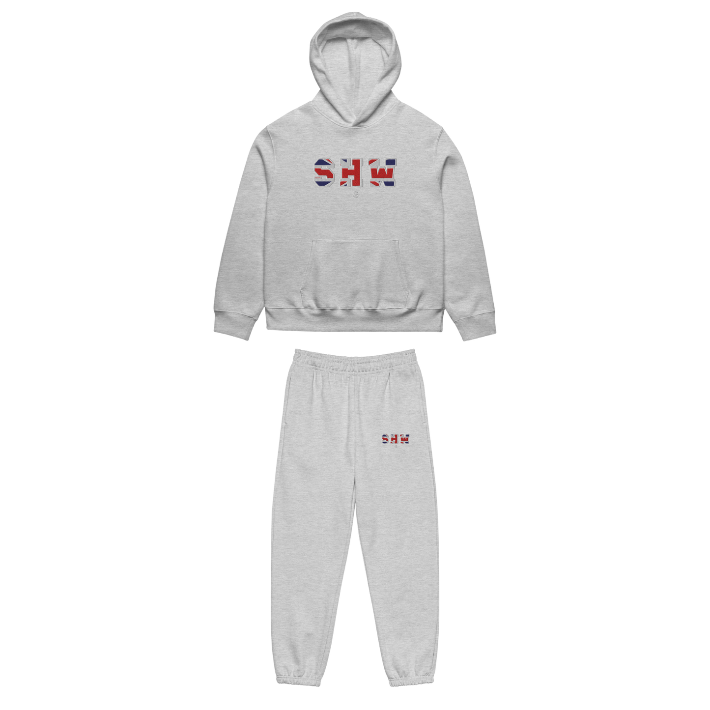 Ensemble jogging & hoodie brodé SHW flag UK - gris