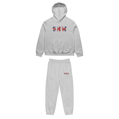Ensemble jogging & hoodie brodé SHW flag UK - gris