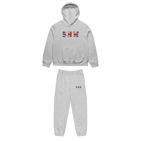 Ensemble jogging & hoodie brodé SHW flag UK - gris