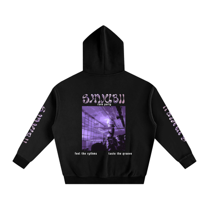 Hoodie oversized imprimé Shwubii rave party - noir