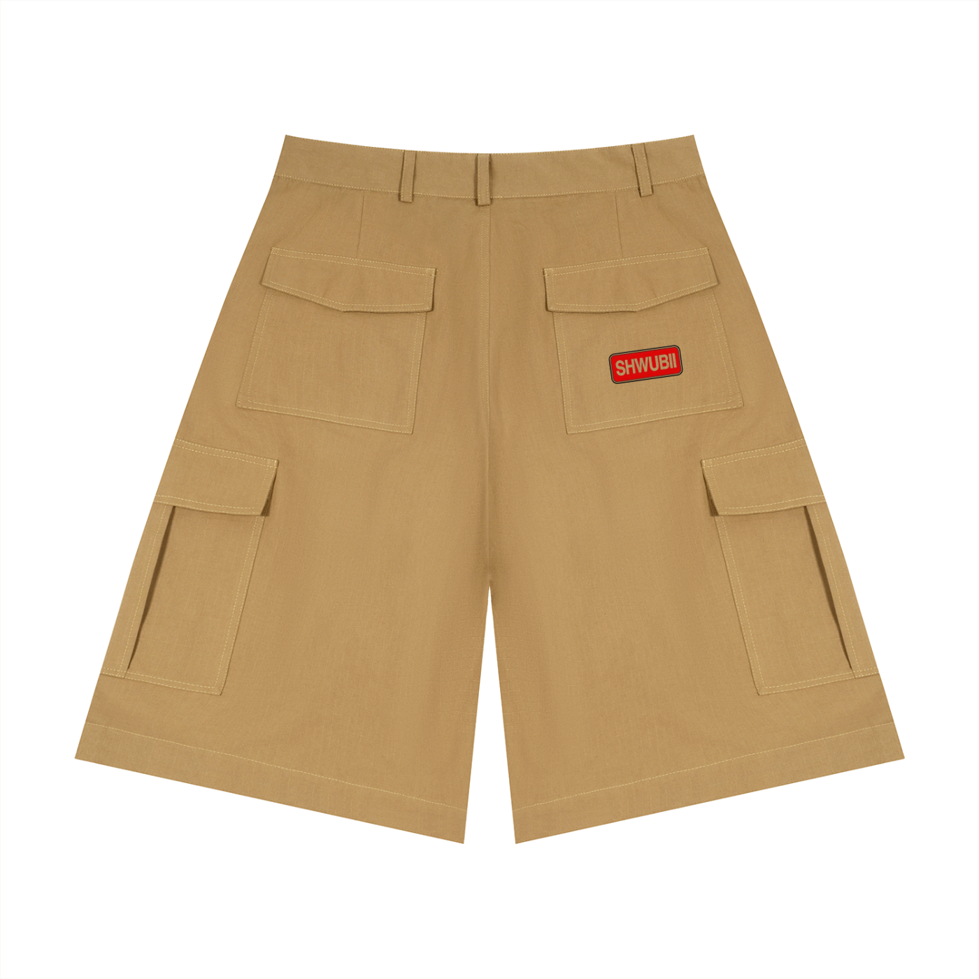 Shorts cargo imprimé Shwubii et red rectangle - crème/kaki/brown