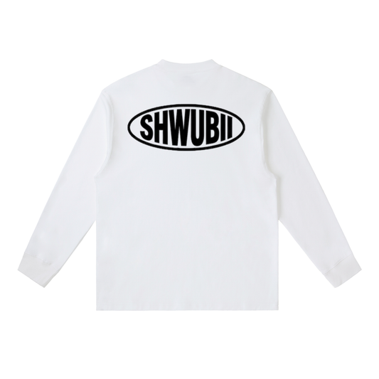 T-Shirt long sleeves imprimé Shwubii ovale - blanc