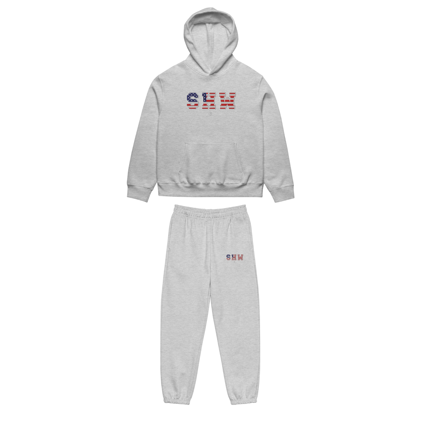 Ensemble jogging & hoodie brodé SHW flag USA - gris