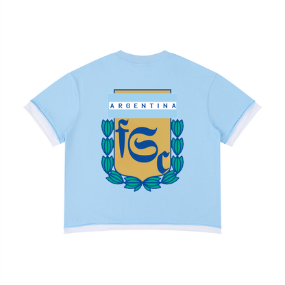 T-shirt Boxy Argentine Shwubii - bleu