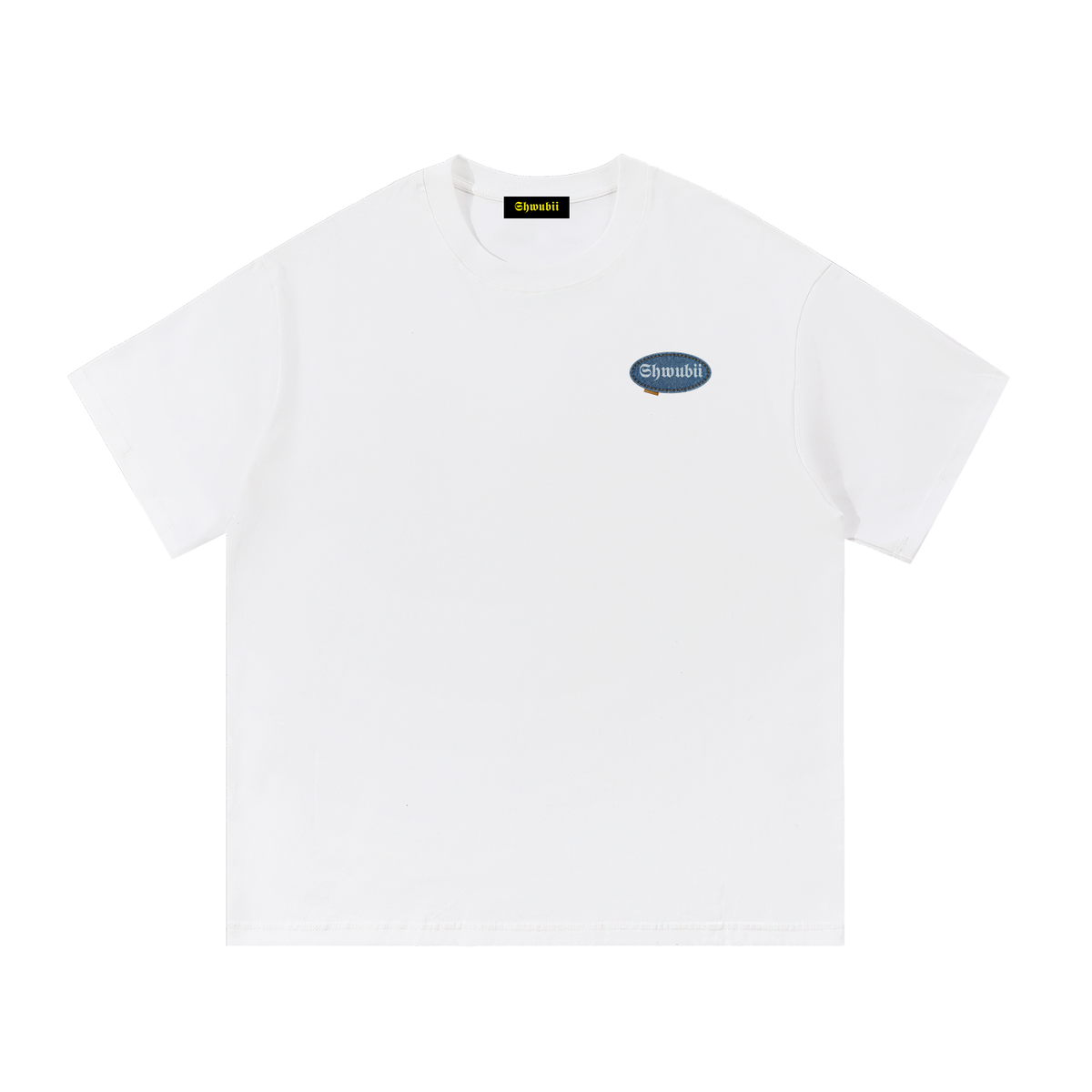 T-Shirt imprimé Shwubii jeans patch - blanc