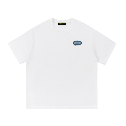 T-Shirt imprimé Shwubii jeans patch - blanc