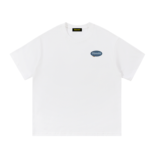 T-Shirt imprimé Shwubii jeans patch - blanc