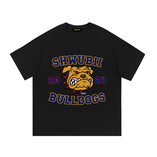 T-Shirt imprimé Shwubii bulldogs - blanc/noir