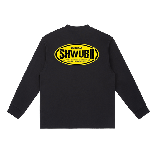 T-Shirt long sleeves imprimé Shwubii dept yellow - noir/marron