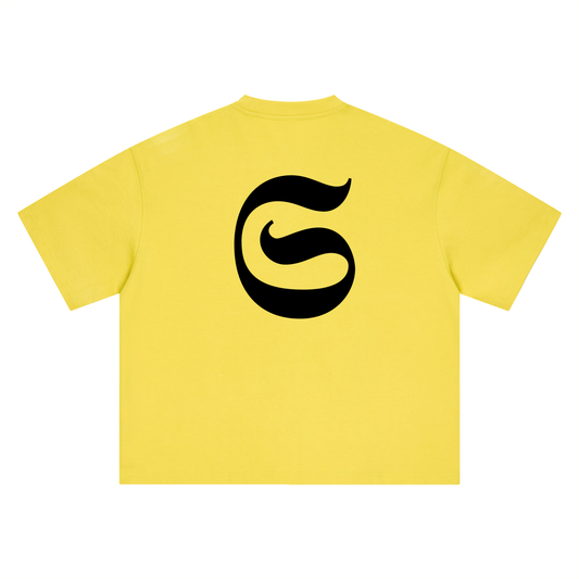 T-shirt boxy oversized imprimé Shwubii et S logo - jaune