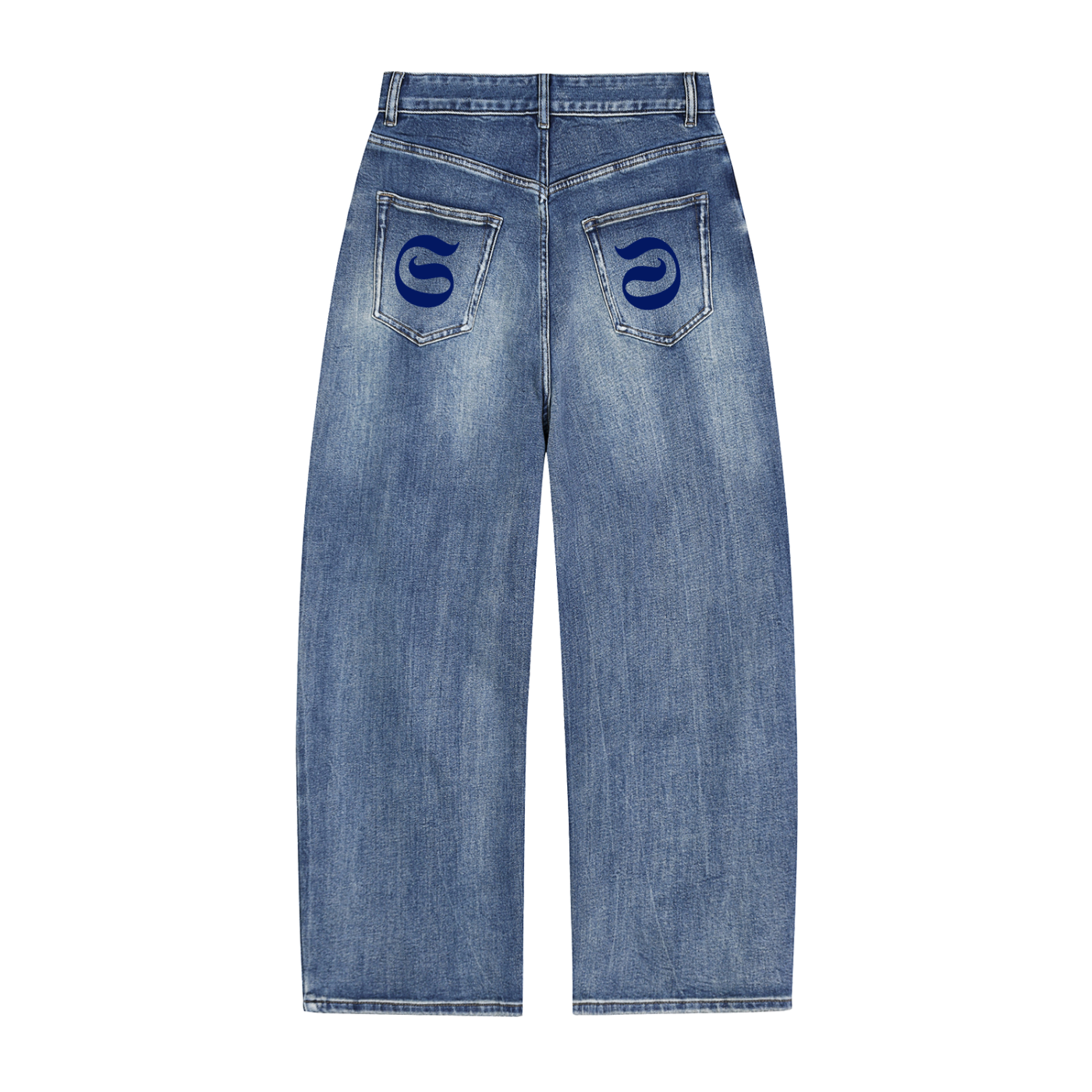 Jeans denim imprimé S logo bleu