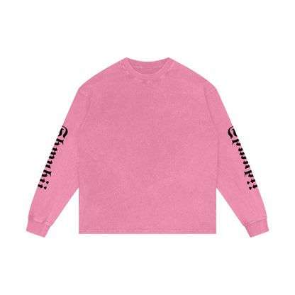 T-Shirt long sleeves oversized acid wesh imprimé Shwubii manches - bleu/violet/rose/ocre/rouge/vert/navy/noir
