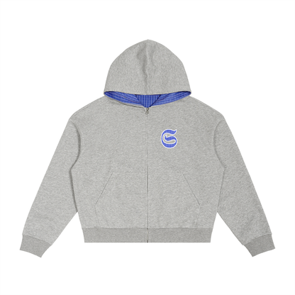 Hoodie zippé imprimé S wrap - gris