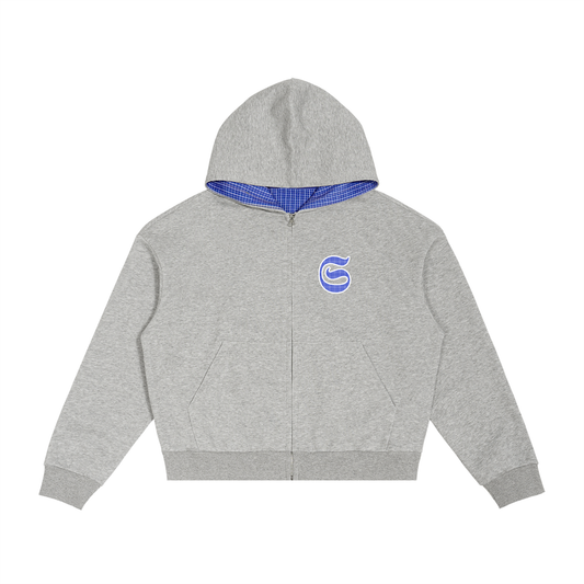 Hoodie zippé imprimé S wrap - gris