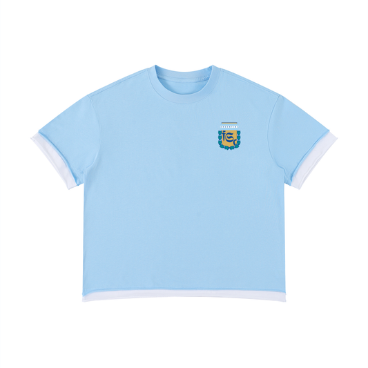 T-shirt Boxy Argentine Shwubii - bleu