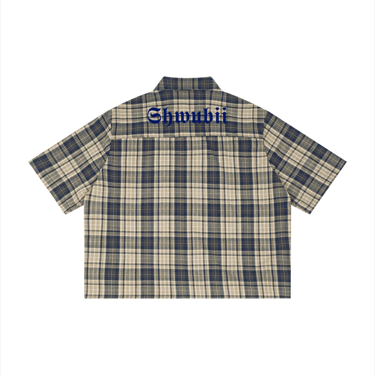 Chemise boxy plaid S logo - bleu
