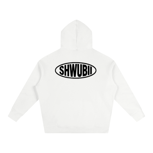 Hoodie oversized imprimé Shwubii ovale - blanc