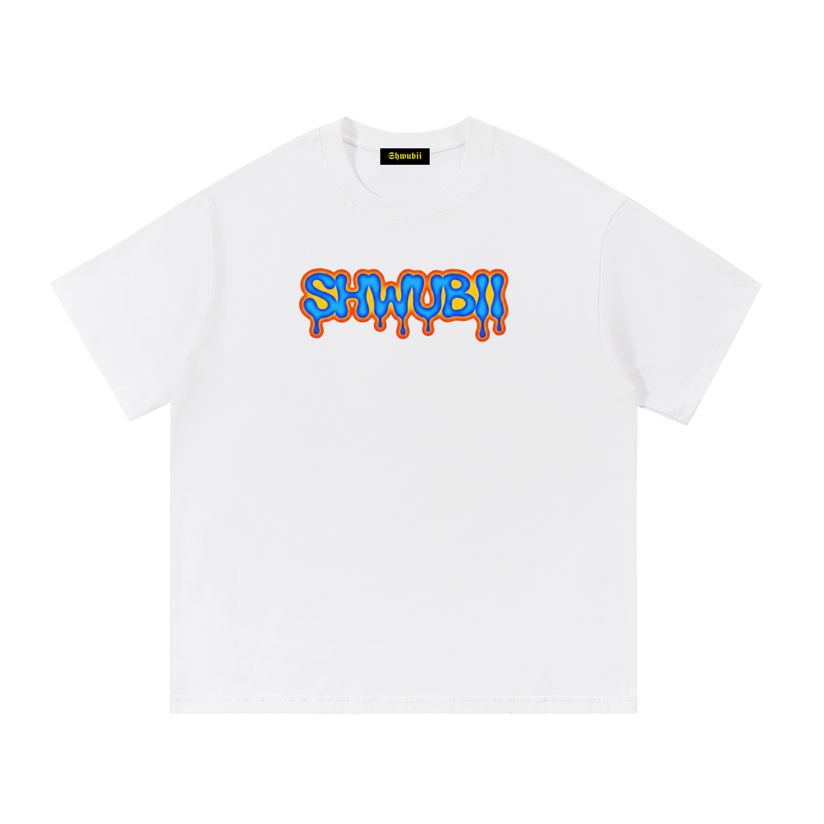 T-Shirt imprimé Shwubii fade orange blue - blanc