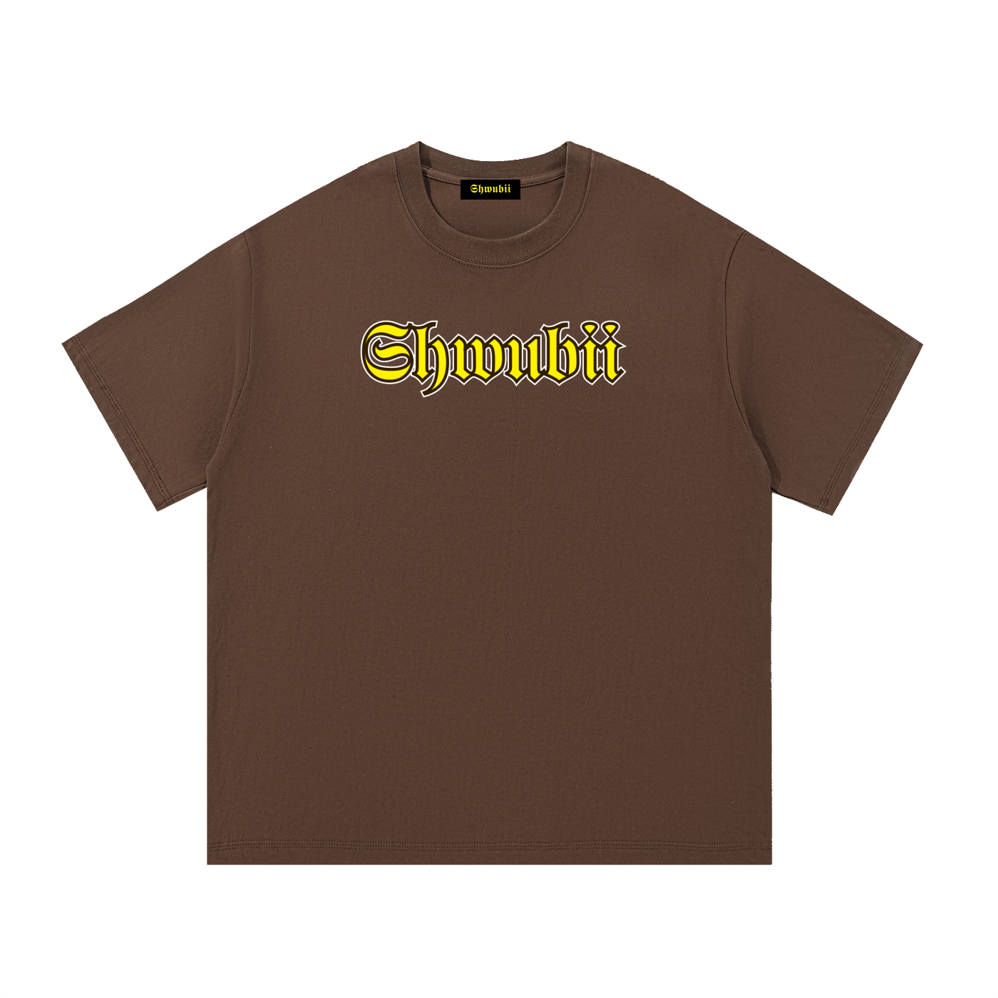 T-Shirt imprimé Shwubii jaune et blanc - marron