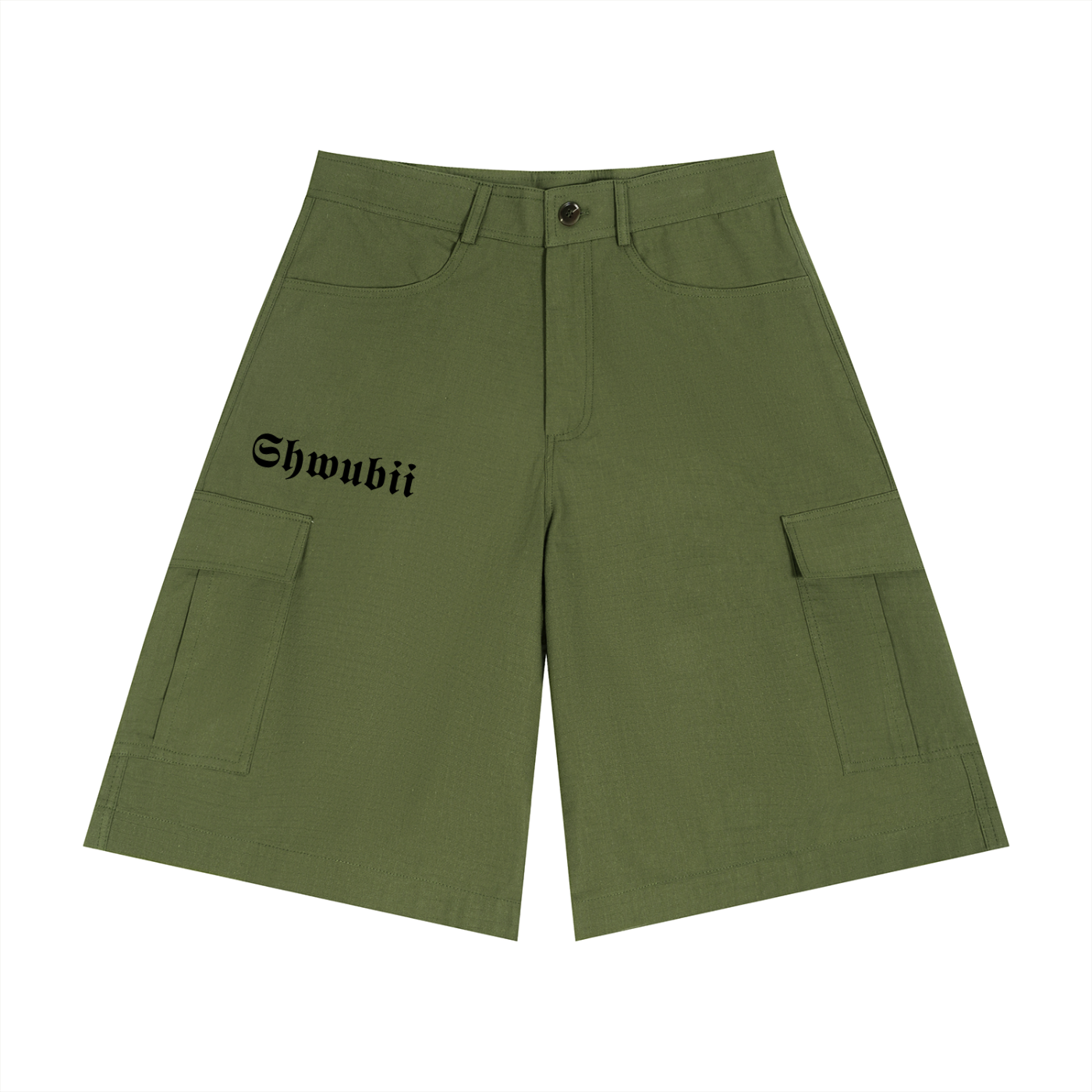Shorts cargo imprimé Shwubii et red rectangle - crème/kaki/brown